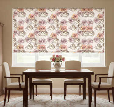 Rullegardin spisestue rosemønster engelsk stil - Tenstickers