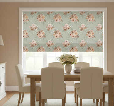 Eetkamer rolgordijn vintage rozen op mintgroene achtergrond - TenStickers