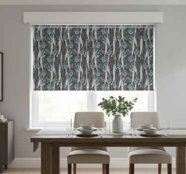 Rullegardin spisestue blomstregrå akvarell - Tenstickers