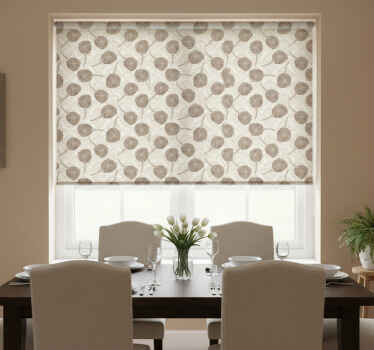 Rullegardin spisestue grå tulipanmønster med akantus - Tenstickers