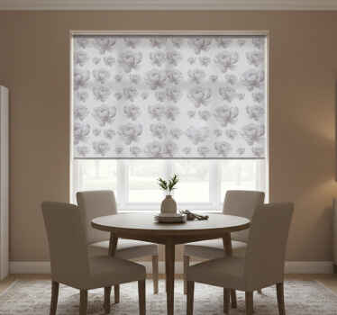 Rullegardin spisestue grå 80-talls blomster mønster - Tenstickers