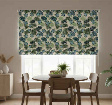 Rullegardin spisestue grønn og blå tropisk vill - Tenstickers