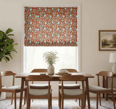 Rullegardin spisestue design med blå blomster - Tenstickers