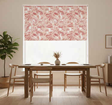 Estor enrollable comedor setas del bosque sobre beige - TenVinilo