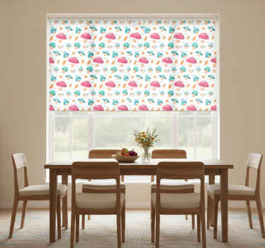 Rullegardin spisestue med flerfargede sopper - Tenstickers