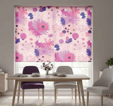 Dining room blind abstract purple flowers design - TenStickers