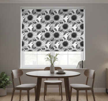 Dining room blind with black and white sunflowers - TenStickers
