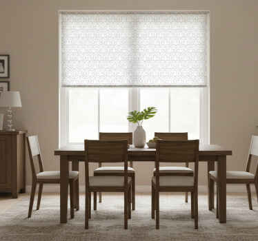 Estor enrollable comedor patrón floral moderno gris - TenVinilo