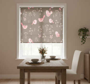 Dining room blind with vintage pink birds design - TenStickers