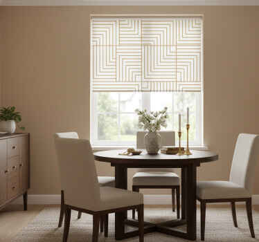 Estor enrollable comedor geometría blanca y dorada - TenVinilo