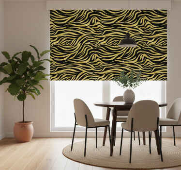 Store enrouleur salle à manger motif zèbre doré - TenStickers