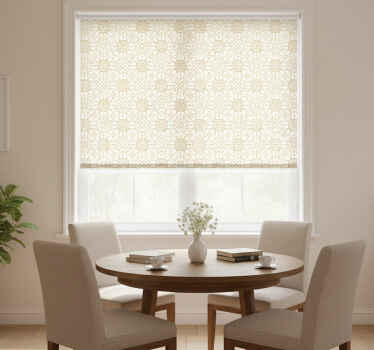 Estor enrollable comedor patrón floral blanco moderno - TenVinilo