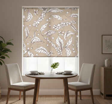 Estor enrollable comedor patrón de planta de café - TenVinilo