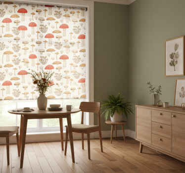 Rullegardin spisestue gule og røde sopper og blomster - Tenstickers