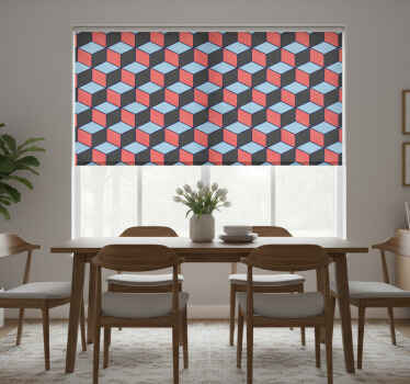 Estor enrollable comedor cuadrados geométricos 3d - TenVinilo