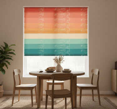 Store enrouleur salle à manger rayures arc-en-ciel rétro - TenStickers