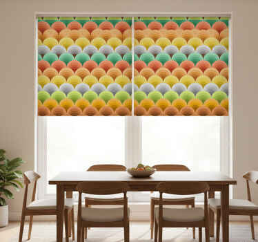 Store enrouleur salle à manger vintage avec cercles oranges - TenStickers