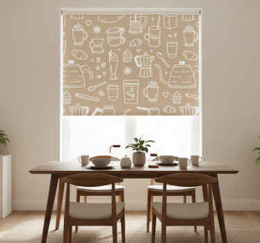 Estor enrollable comedor patrón de tazas y vasos - TenVinilo