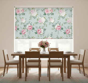 Store enrouleur salle à manger floral bleu et rose - TenStickers