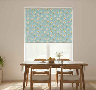 Rullegardin spisestue med mønster av tusenfryd - Tenstickers