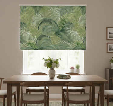 Store enrouleur salle à manger motif feuilles vertes - TenStickers