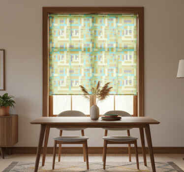 Estor enrollable comedor patrón rectangular colorido - TenVinilo