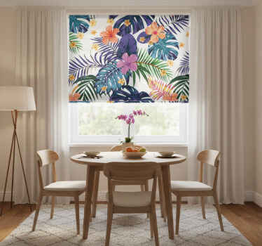 Store enrouleur salle à manger fleurs colorées hawaïennes - TenStickers