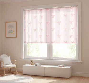 Store enrouleur pour chambre enfant rayures roses et nœuds - TenStickers