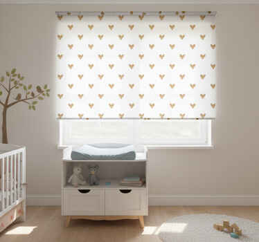Cortina roller infantil corazón dorado sobre fondo blanco - TenVinilo