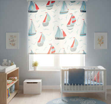 Cortina roller infantil veleros y pájaros - TenVinilo