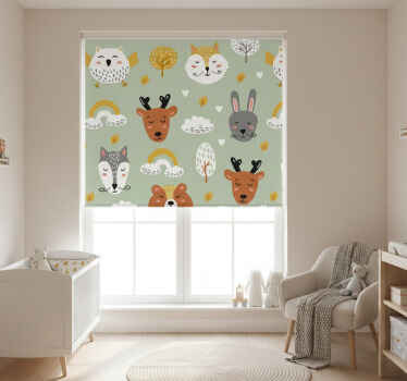 Cortina roller infantil animales del bosque escandinavo - TenVinilo