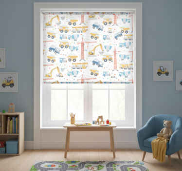 Cortina roller infantil motivos de construcción - TenVinilo