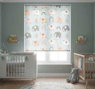 Cortina roller infantil motivos de elefantes arcoíris - TenVinilo