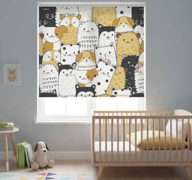 Cortina roller infantil patrón de perritos adorables - TenVinilo