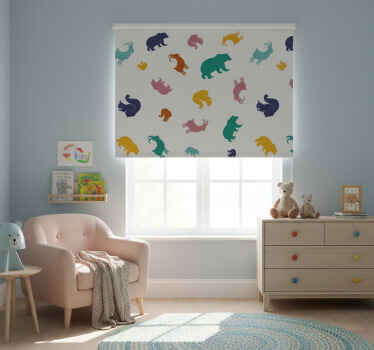 Cortina roller infantil patrón de ciervos y osos - TenVinilo