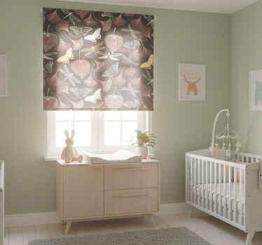 儿童盲人粉色叶子黑色蝴蝶图案 - TenStickers