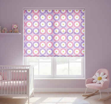 儿童盲人紫粉色雏菊方形花卉图案 - TenStickers