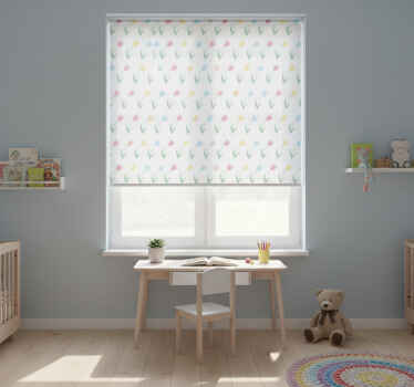 Store enrouleur pour chambre enfant motif tulipes colorées - TenStickers