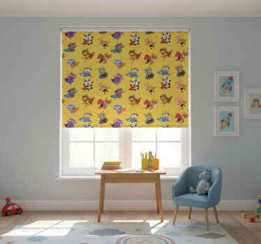 Estor enrollable infantil patrón de mascotas superhéroes - TenVinilo