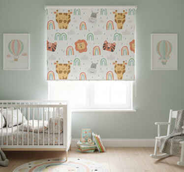 Estor enrollable infantil animales y arcoíris pastel - TenVinilo