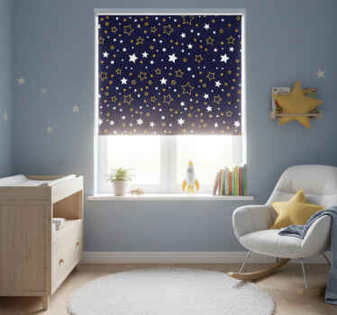 Estor enrollable infantil cielo nocturno con estrellas blancas - TenVinilo
