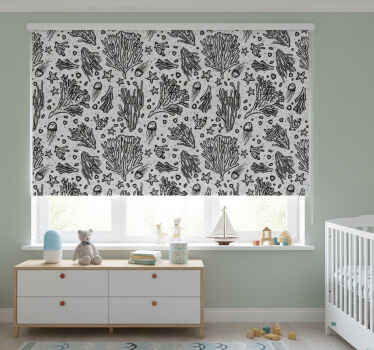 Rollo fenster kinderzimmer mit schwarzen meerestieren - TenStickers