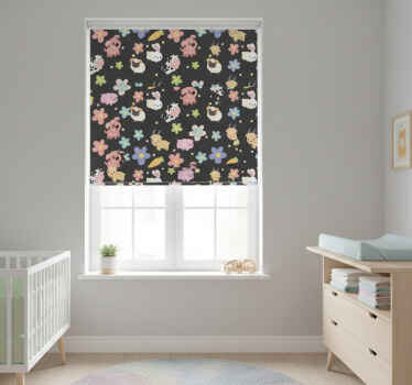 Rollo fenster kinderzimmer mit wilden tieren und hasen - TenStickers