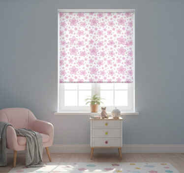 Rollo fenster kinderzimmer mit pinken kleinen blumen - TenStickers