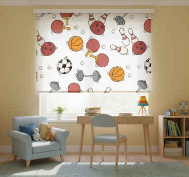 Rollo fenster kinderzimmer sportgeräte im doodle-stil - TenStickers