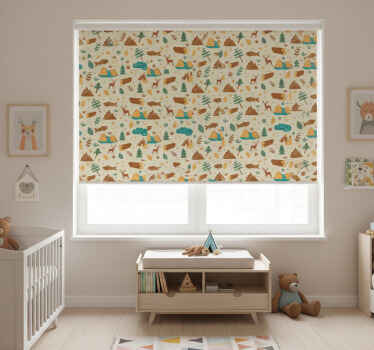 Estor enrollable infantil tiempo de camping dibujado a mano - TenVinilo