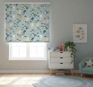 Rollo fenster kinderzimmer mit blauem meerjungfrauenmuster - TenStickers