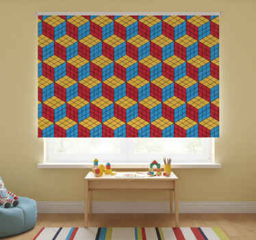 Rollo fenster kinderzimmer rubik würfel originalmuster - TenStickers