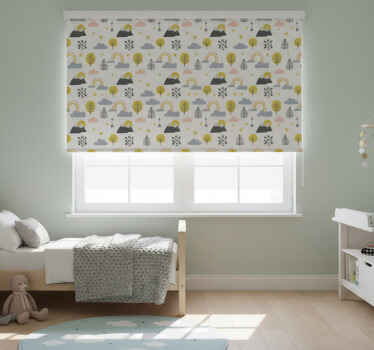 Rolgordijn kinderkamer minimalistische bomen regenbogen - TenStickers