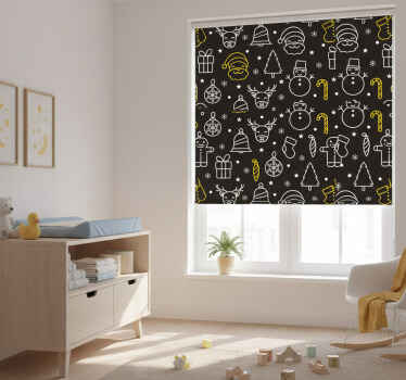 Estor enrollable infantil patrón blanco y amarillo - TenVinilo